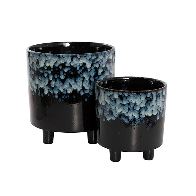 Home Accents Plant Pot Blue Spotted Set 2 (20.5Dx20.5cmH)