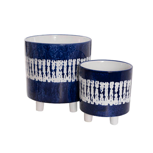 Home Accents Plant Pot Blue White Spot Set 2 (20.5Dx20.5cmH)