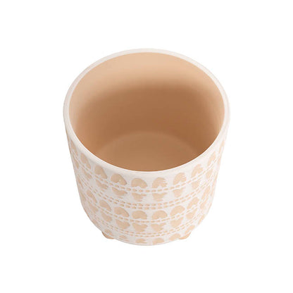Home Accents Plant Pot Cream Patterned Set 2 (20.5Dx20.5cmH)