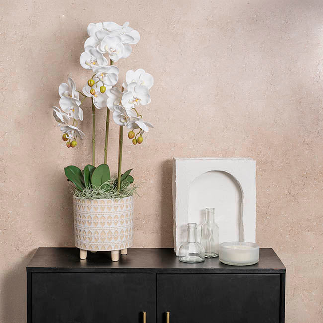 Home Accents Plant Pot Cream Patterned Set 2 (20.5Dx20.5cmH)