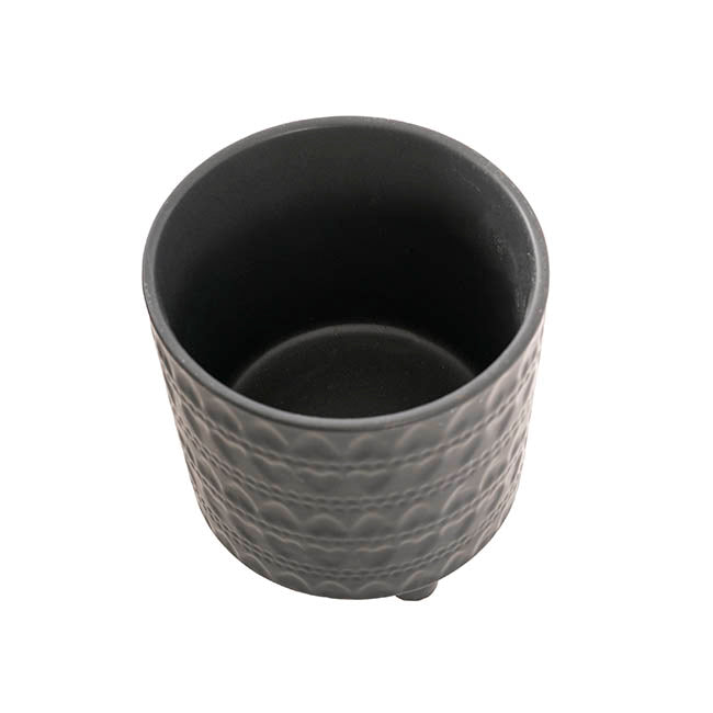 Home Accents Plant Pot Black Leaves Set 2 (20.5Dx20.5cmH)