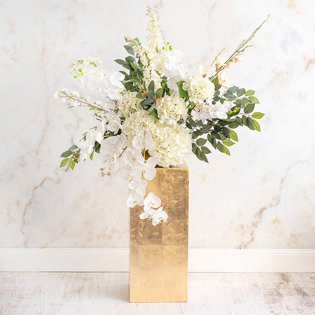 Fibreglass Plinth Square Champagne Gold (32x32x71cmH)