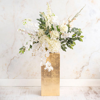 Fibreglass Plinth Square Champagne Gold (32x32x71cmH)