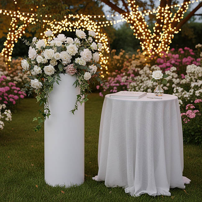 Fibreglass Plinth Round Gloss White (33cmDx91cmH)