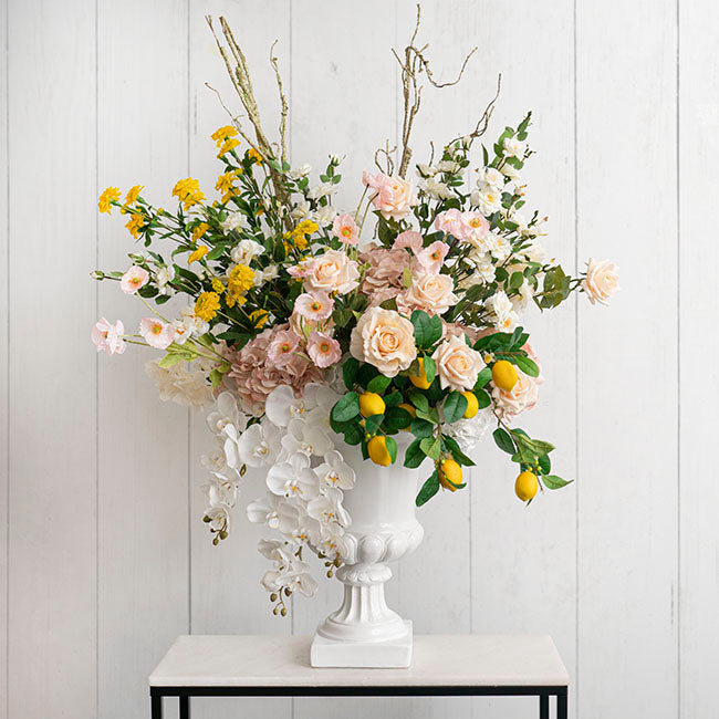 Fibreglass Classic Urn Gloss White (38cmDx50cmH)