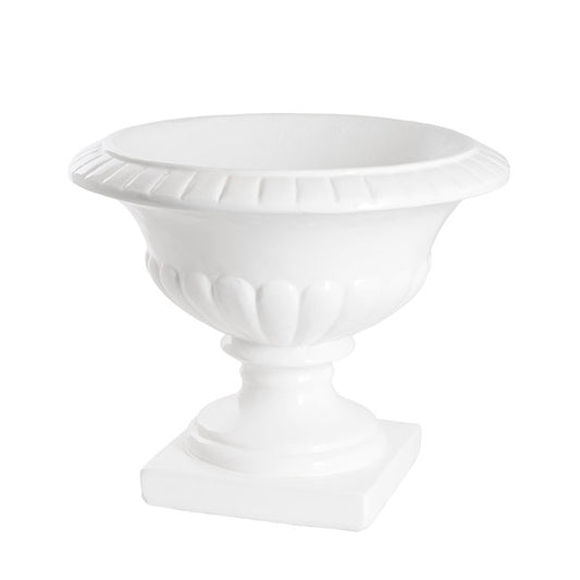 Fibreglass Squat Urn Gloss White (42cmDx35cmH)
