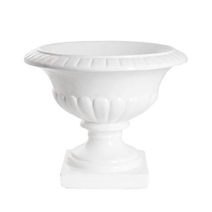 Fibreglass Squat Urn Gloss White (42cmDx35cmH)