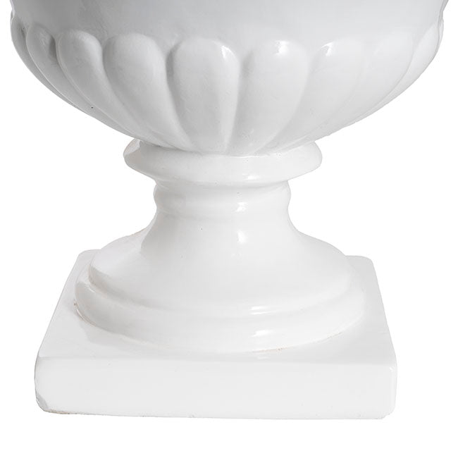 Fibreglass Squat Urn Gloss White (42cmDx35cmH)