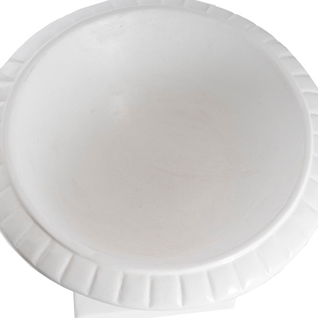 Fibreglass Squat Urn Gloss White (42cmDx35cmH)