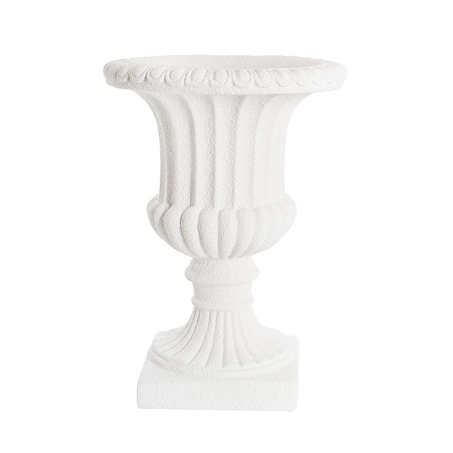 Grecian Fibreglass Urn Limestone White (36cmDx50cmH)