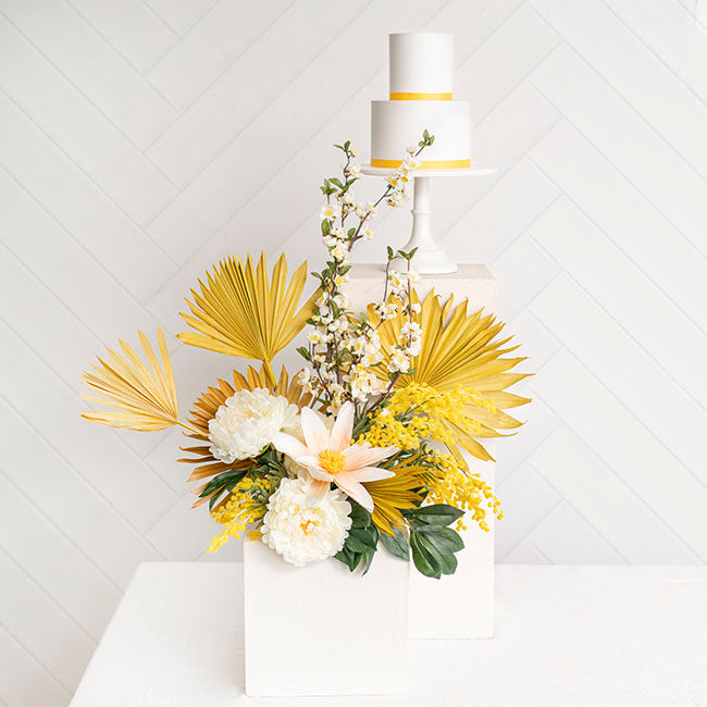 Fibreglass Plinth Square Limestone White (28x28x28cmH)