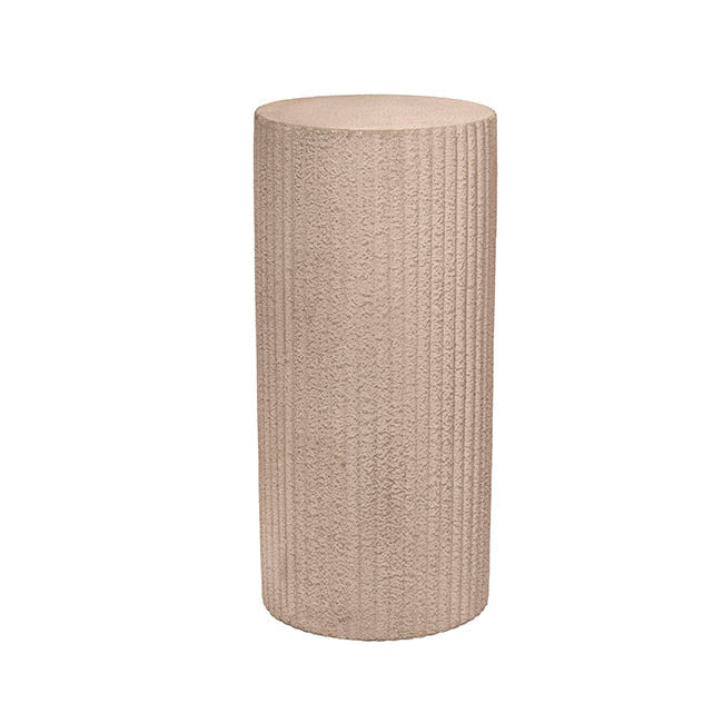 Fibreglass Ripple Plinth Round Limestone Nude (33cmDx71cmH)