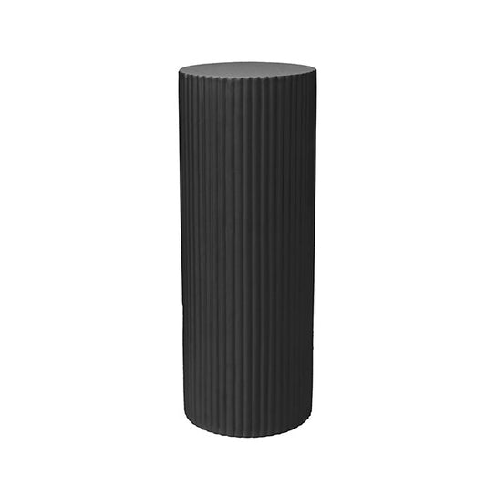 Fibreglass Ripple Plinth Round Matte Black (33cmDx71cmH)