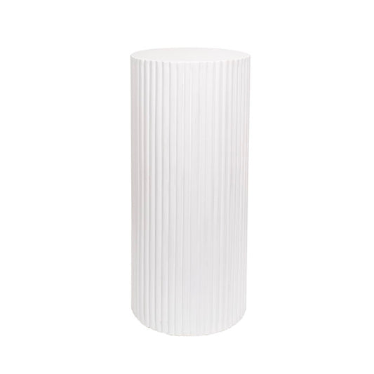 Fibreglass Ripple Plinth Round Matte White (33cmDx71cmH)