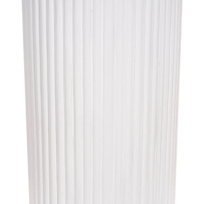 Fibreglass Ripple Plinth Round Matte White (33cmDx71cmH)