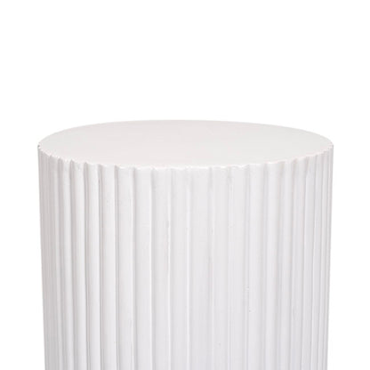 Fibreglass Ripple Plinth Round Matte White (33cmDx71cmH)