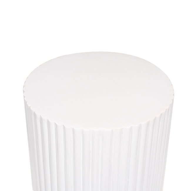 Fibreglass Ripple Plinth Round Matte White (33cmDx71cmH)