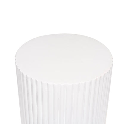 Fibreglass Ripple Plinth Round Matte White (33cmDx71cmH)