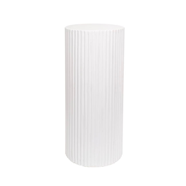 Fibreglass Ripple Plinth Round Gloss White (33cmDx71cmH)