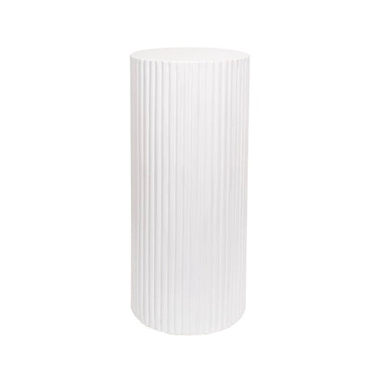Fibreglass Ripple Plinth Round Gloss White (33cmDx71cmH)