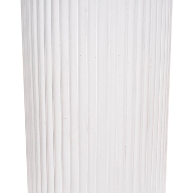 Fibreglass Ripple Plinth Round Gloss White (33cmDx71cmH)
