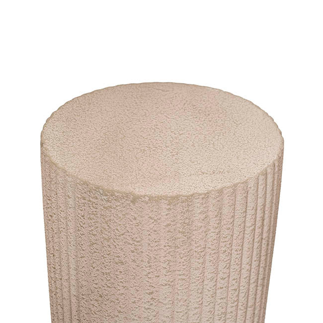 Fibreglass Ripple Plinth Round Limestone Nude (33cmDx91cmH)