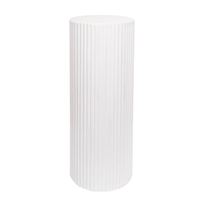 Fibreglass Ripple Plinth Round Gloss White (33cmDx91cmH)