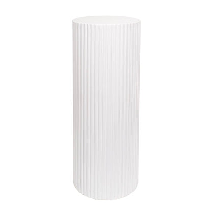 Fibreglass Ripple Plinth Round Gloss White (33cmDx91cmH)