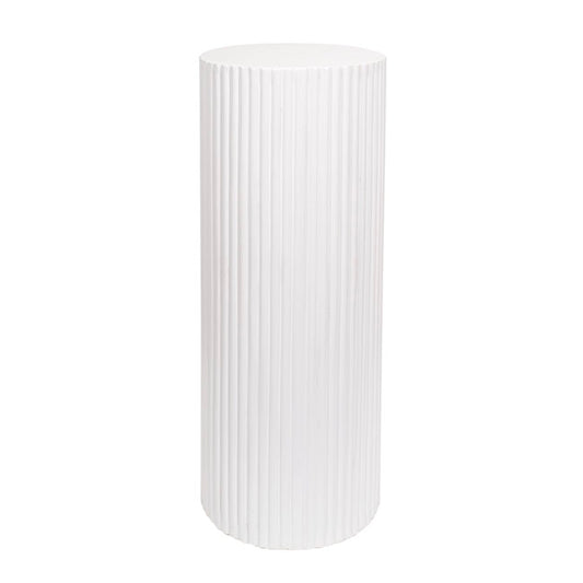 Fibreglass Ripple Plinth Round Gloss White (33cmDx91cmH)