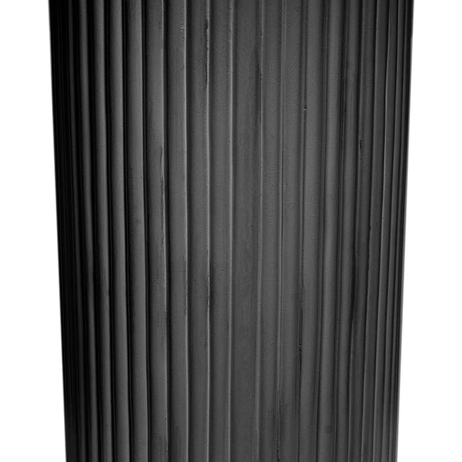 Fibreglass Ripple Plinth Round Matte Black (32cmDx50cmH)