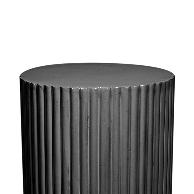 Fibreglass Ripple Plinth Round Matte Black (32cmDx50cmH)