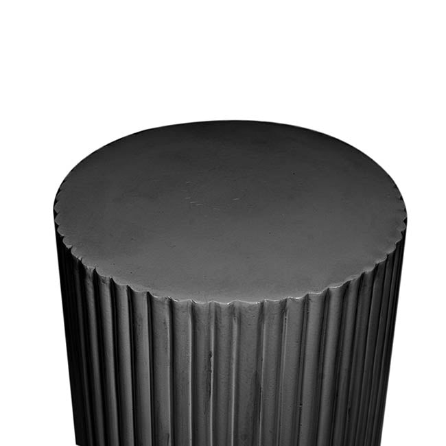 Fibreglass Ripple Plinth Round Matte Black (32cmDx50cmH)