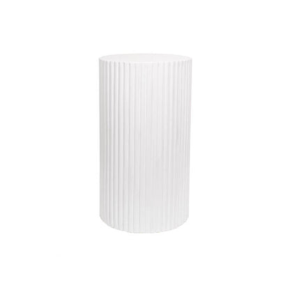Fibreglass Ripple Plinth Round Matte White (32cmDx50cmH)