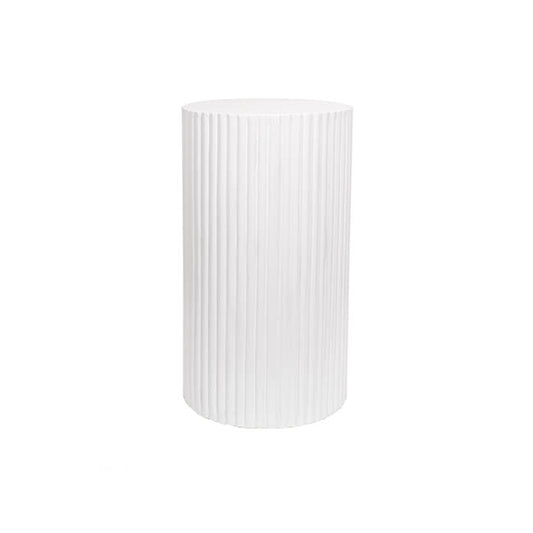 Fibreglass Ripple Plinth Round Matte White (32cmDx50cmH)