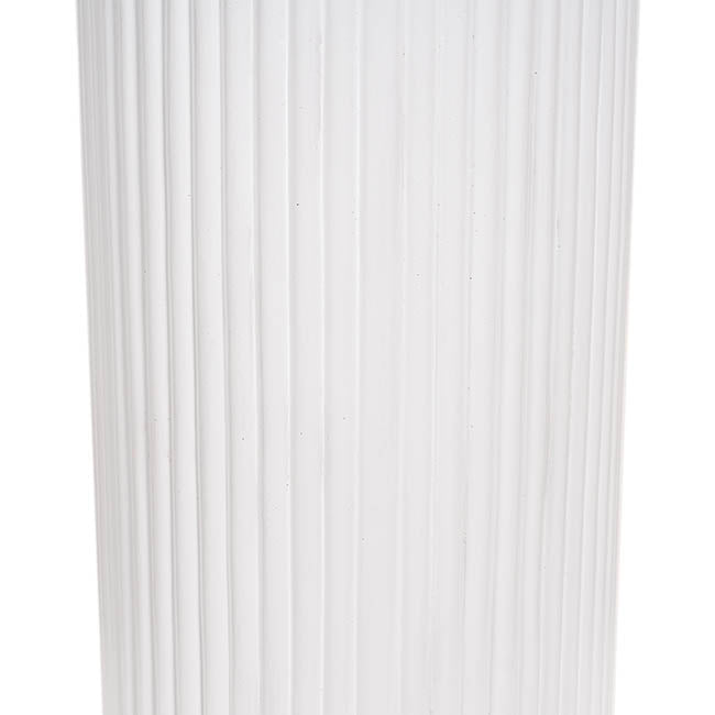 Fibreglass Ripple Plinth Round Matte White (32cmDx50cmH)