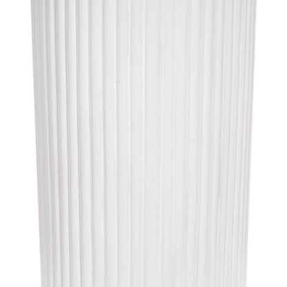 Fibreglass Ripple Plinth Round Matte White (32cmDx50cmH)