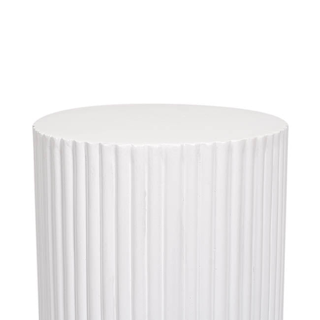 Fibreglass Ripple Plinth Round Matte White (32cmDx50cmH)