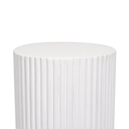 Fibreglass Ripple Plinth Round Matte White (32cmDx50cmH)