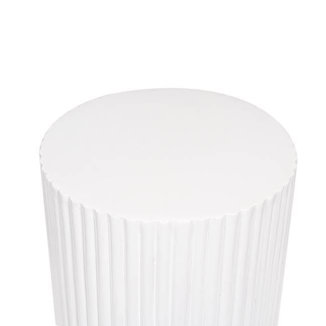 Fibreglass Ripple Plinth Round Matte White (32cmDx50cmH)