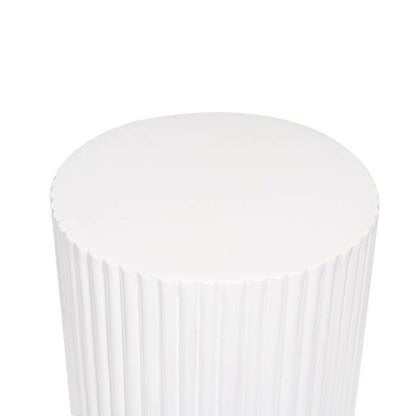 Fibreglass Ripple Plinth Round Matte White (32cmDx50cmH)