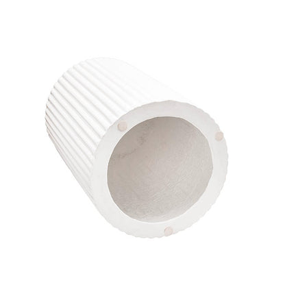 Fibreglass Ripple Plinth Round Matte White (32cmDx50cmH)