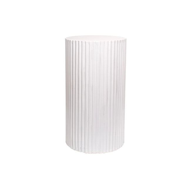 Fibreglass Ripple Plinth Round Gloss White (32cmDx50cmH)