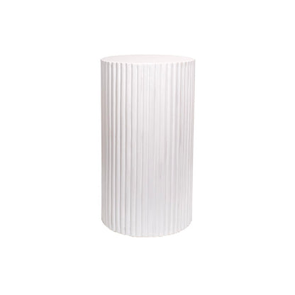 Fibreglass Ripple Plinth Round Gloss White (32cmDx50cmH)