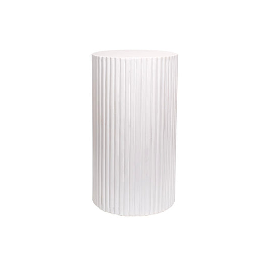 Fibreglass Ripple Plinth Round Gloss White (32cmDx50cmH)