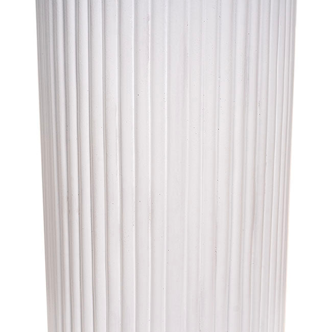 Fibreglass Ripple Plinth Round Gloss White (32cmDx50cmH)