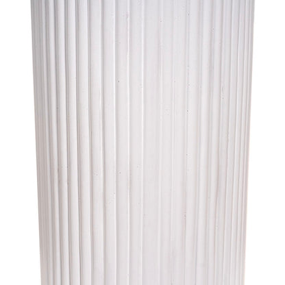 Fibreglass Ripple Plinth Round Gloss White (32cmDx50cmH)