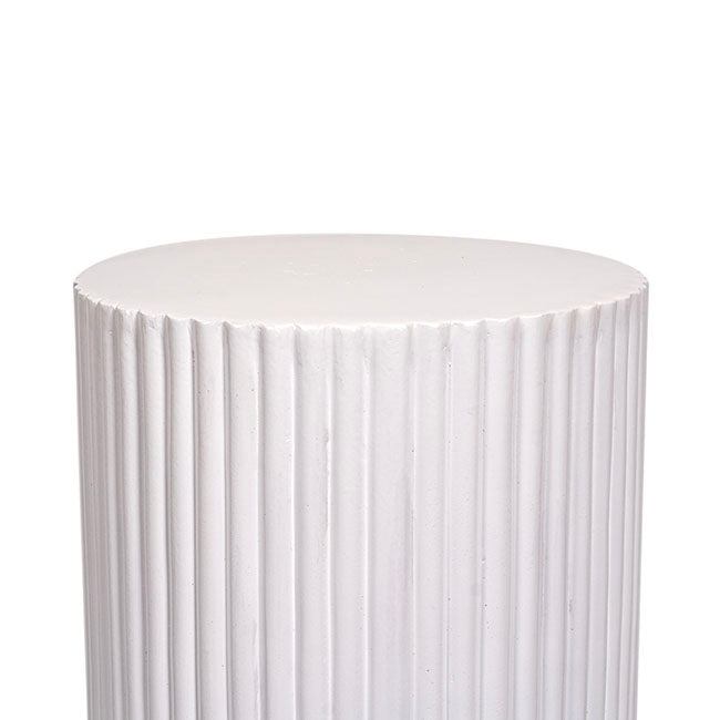 Fibreglass Ripple Plinth Round Gloss White (32cmDx50cmH)