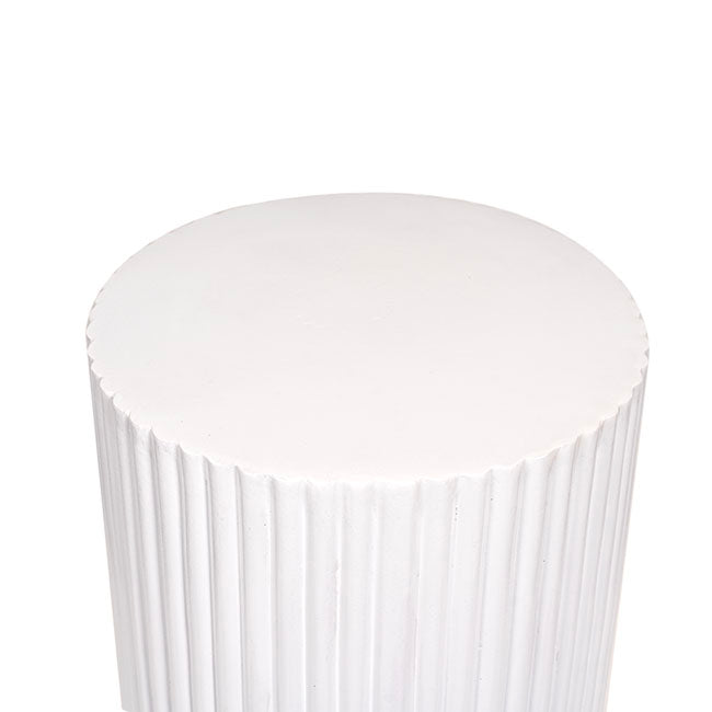 Fibreglass Ripple Plinth Round Gloss White (32cmDx50cmH)