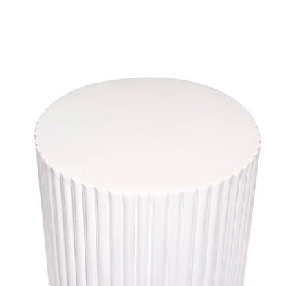 Fibreglass Ripple Plinth Round Gloss White (32cmDx50cmH)