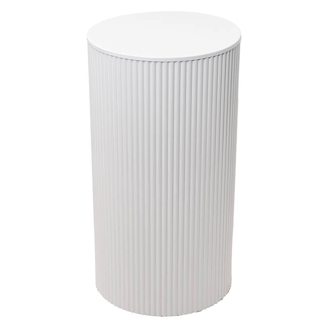 Ripple Plinth Round Metal Set 3 White (60/75/90cmH)